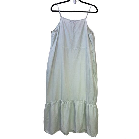 Something Navy Light Blue Linen Blend Maxi  Summer Staple Dress Button Up 1X - Picture 5 of 9